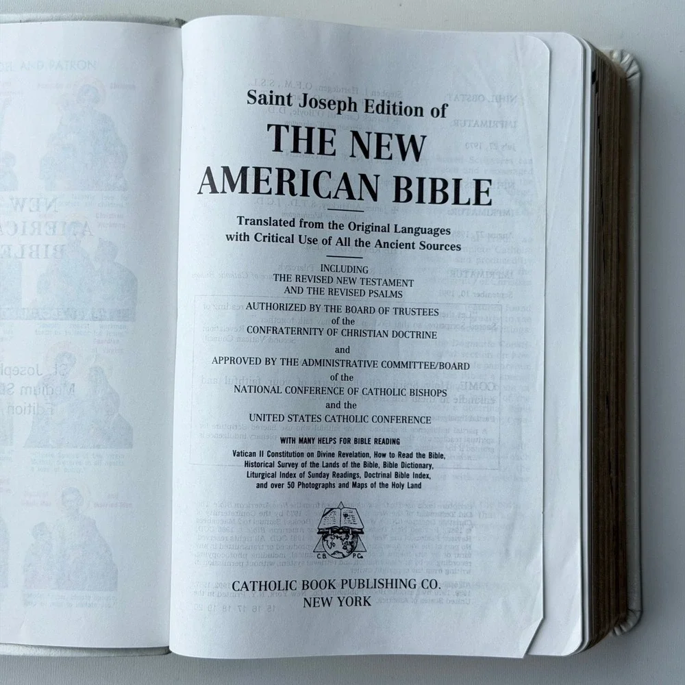 New American Bible Saint Joseph Edition Catholic Book Publishing White Religious